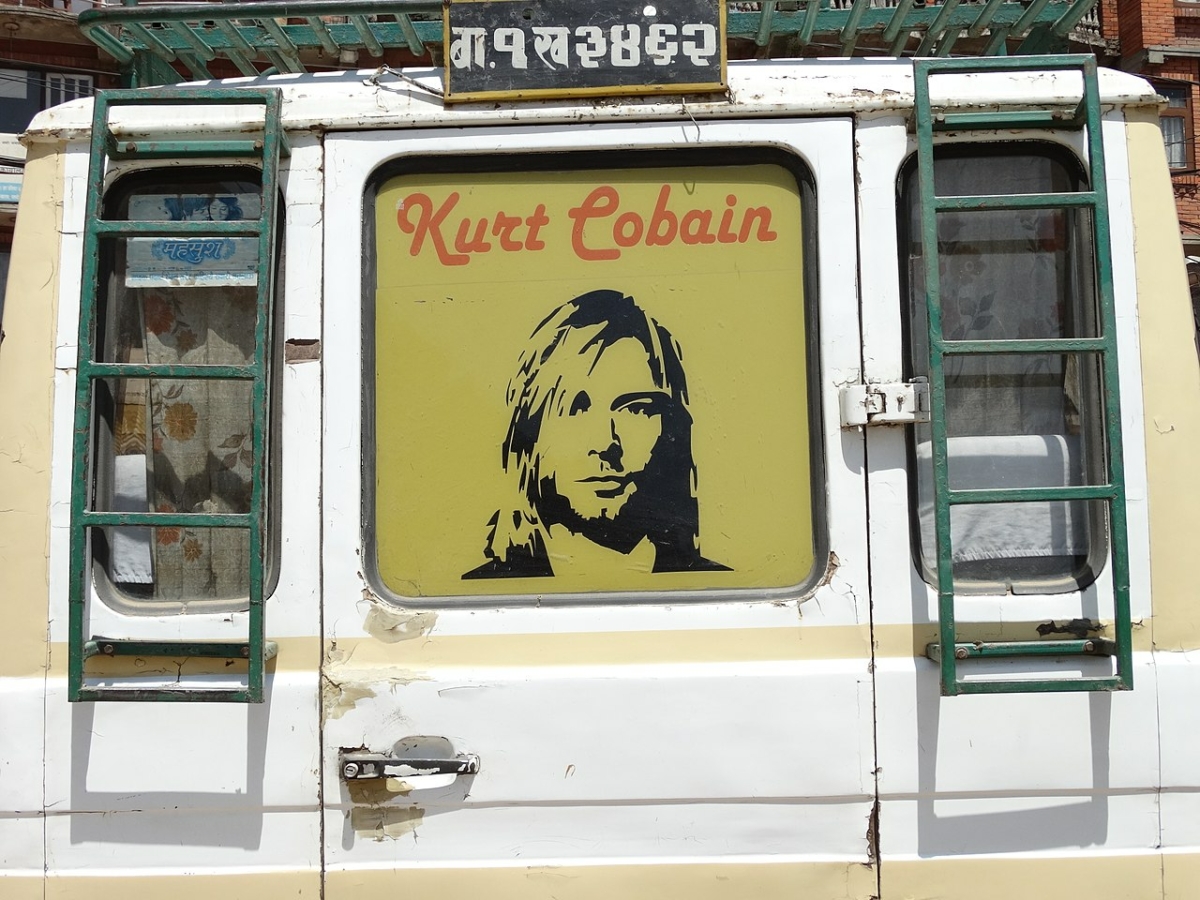 Minibus with Kurt Cobain Portrait - Bhaktapur - Nepal Date:28 March 2014, 23:26