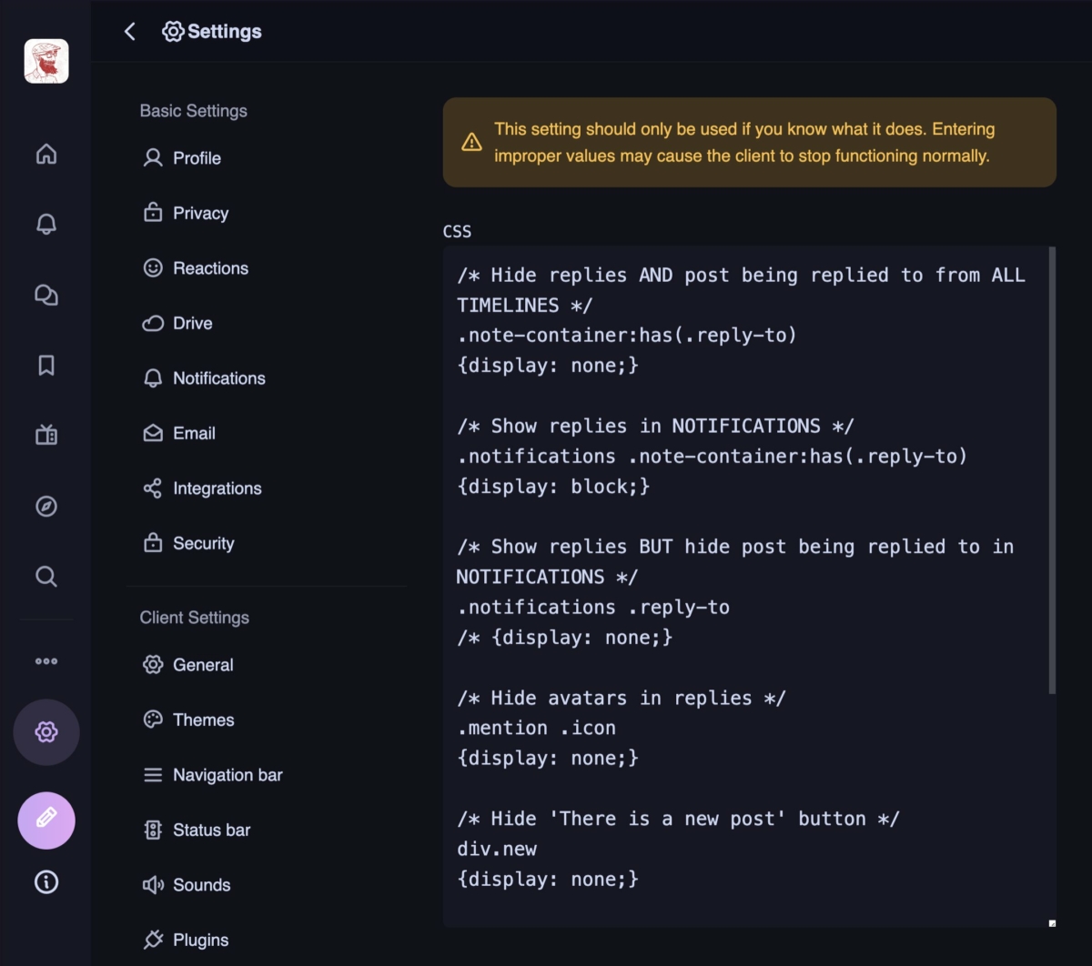 Improving Calckey with Custom CSS